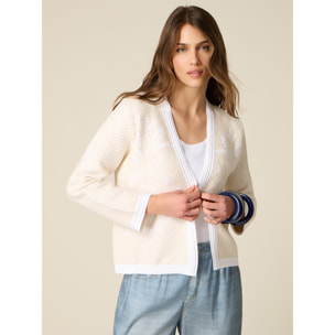 Oltre - Cárdigan efecto estera con micro lentejuelas - Blanco