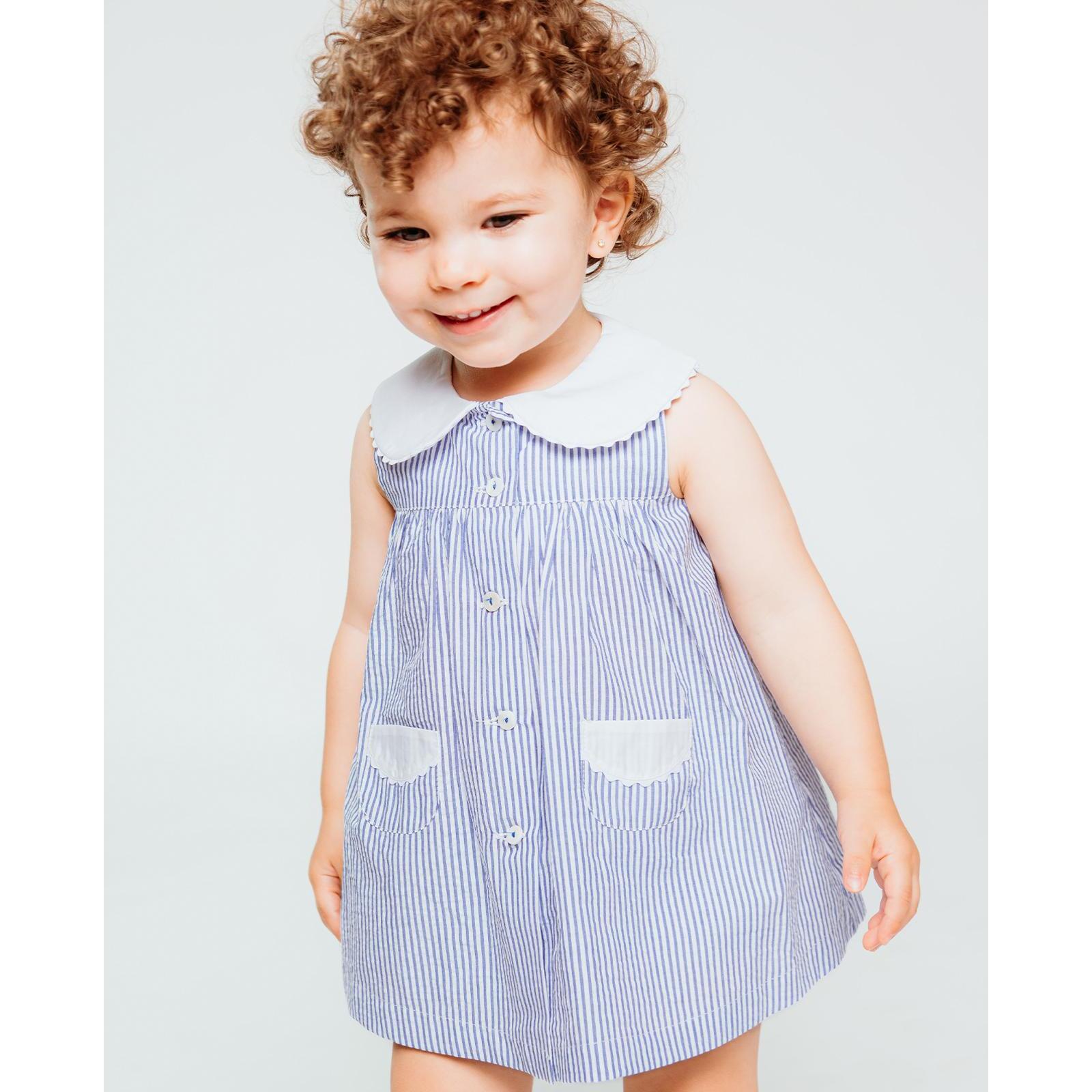 Vestido cuello bebé raya azul
