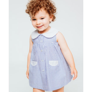 Vestido cuello bebé raya azul