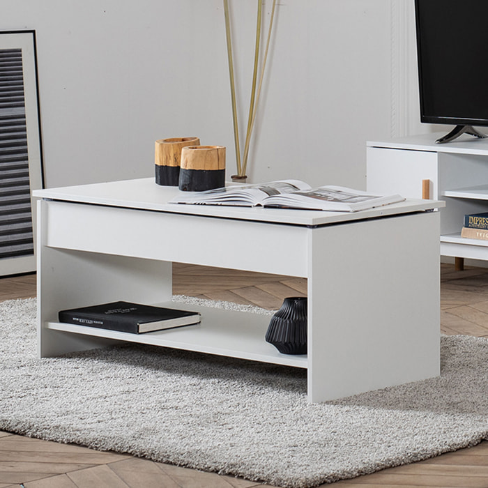 Table basse avec plateau relevable blanche HEDDA