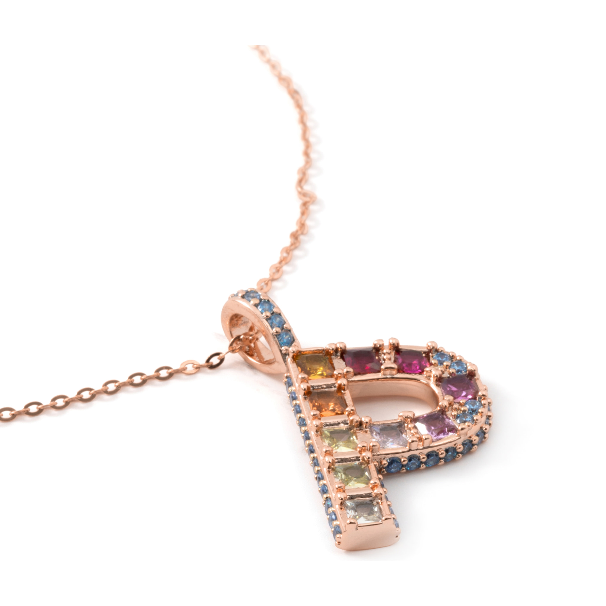 Collar P acabado oro rosa 18k