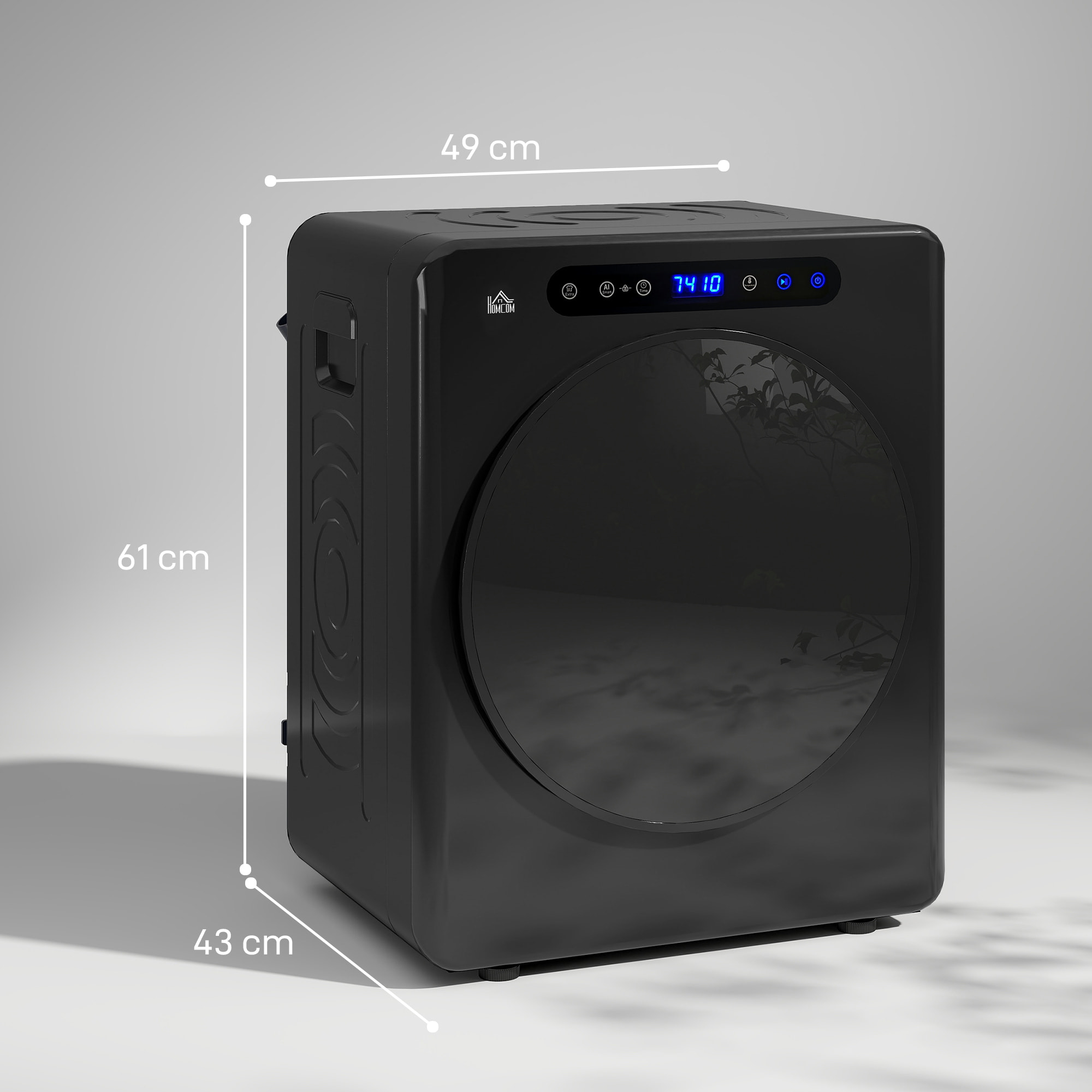 Secadora de Evacuación 5 KG Secadora de Ropa 1000W Función Antiarrugas Función Esterilizar Temporizador Pantalla LED Táctil Tambor Inox Negro