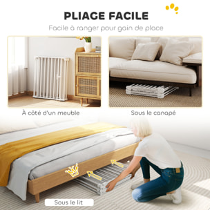 Barrière de sécurité pliable modulable max. L.366cm parc enclos 6 panneaux - porte double verrouillage - acier blanc