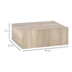 Set de 2 Mesitas de Noche Flotantes con 1 Cajón Diseño Montado en la Pared Estilo Moderno para Dormitorio 40x30x15 cm Natural