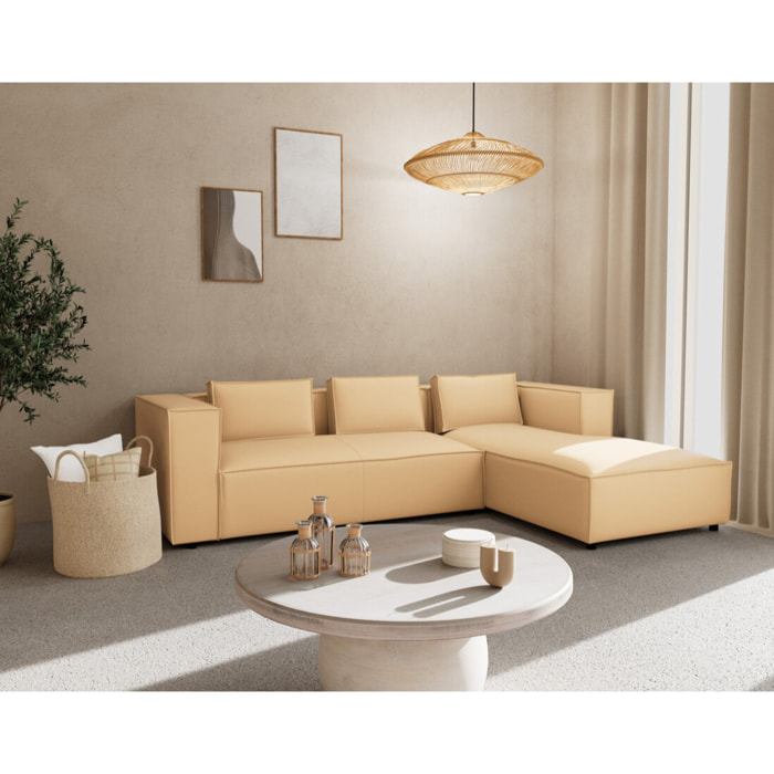 Stella - canapé d'angle droit 4 places en simili - Gris