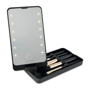 Kit make-up con specchio led e 5 pennelli