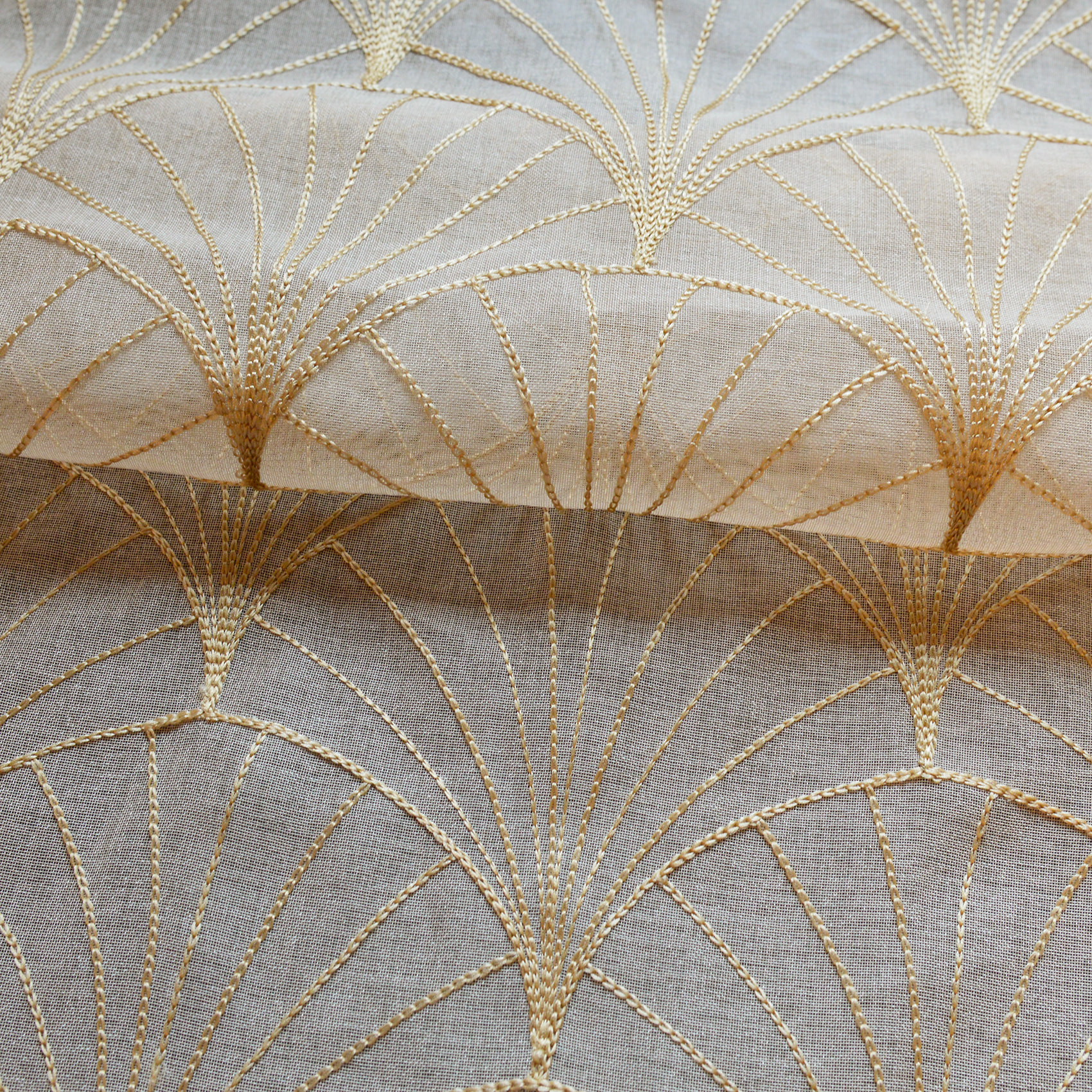Voilage brodé style art déco - Lin