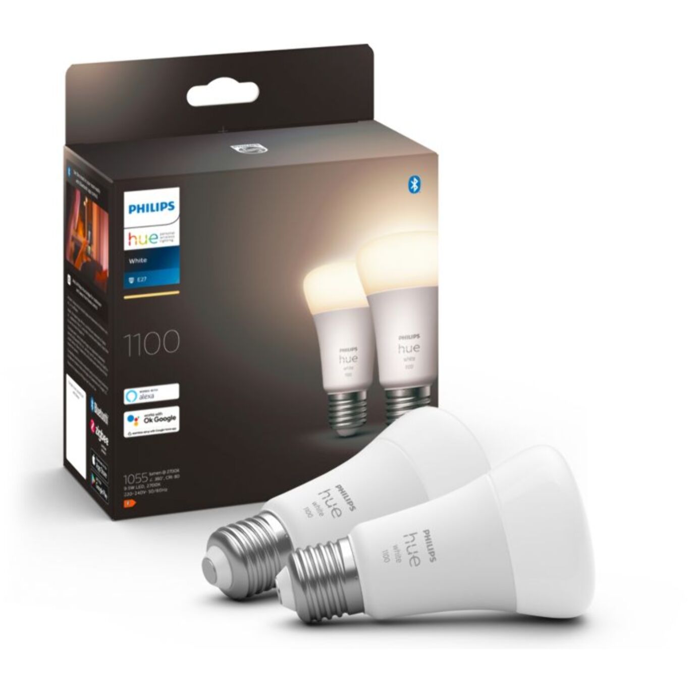 Ampoule LED connectée PHILIPS HUE White E27 75W x2