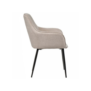 Chaise en tissu avec accoudoirs et pieds métal noir - MIKI