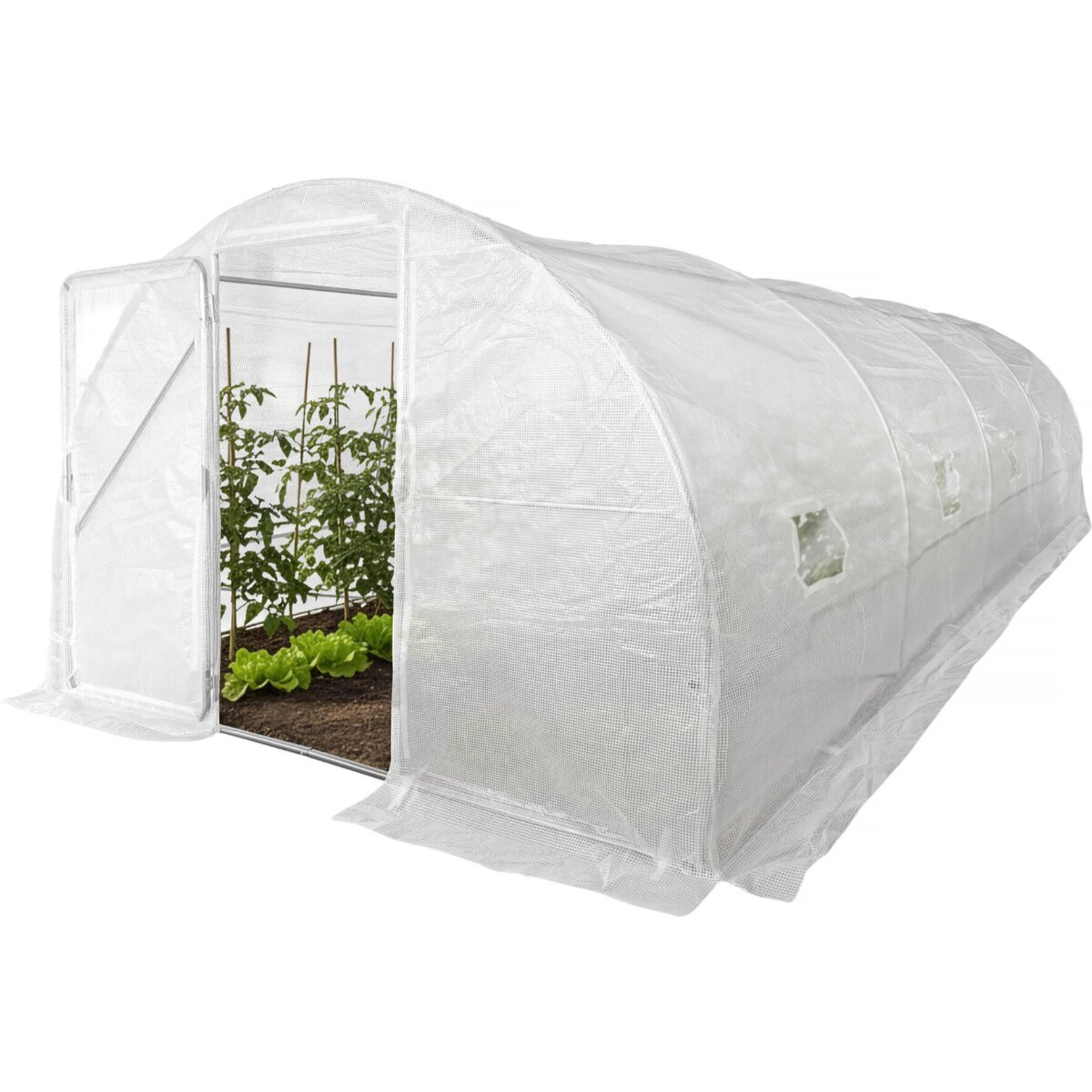 Serre tunelle de jardin avec porte 6 x 3 m "Mimosa" - 18 m² - 180g - Blanc