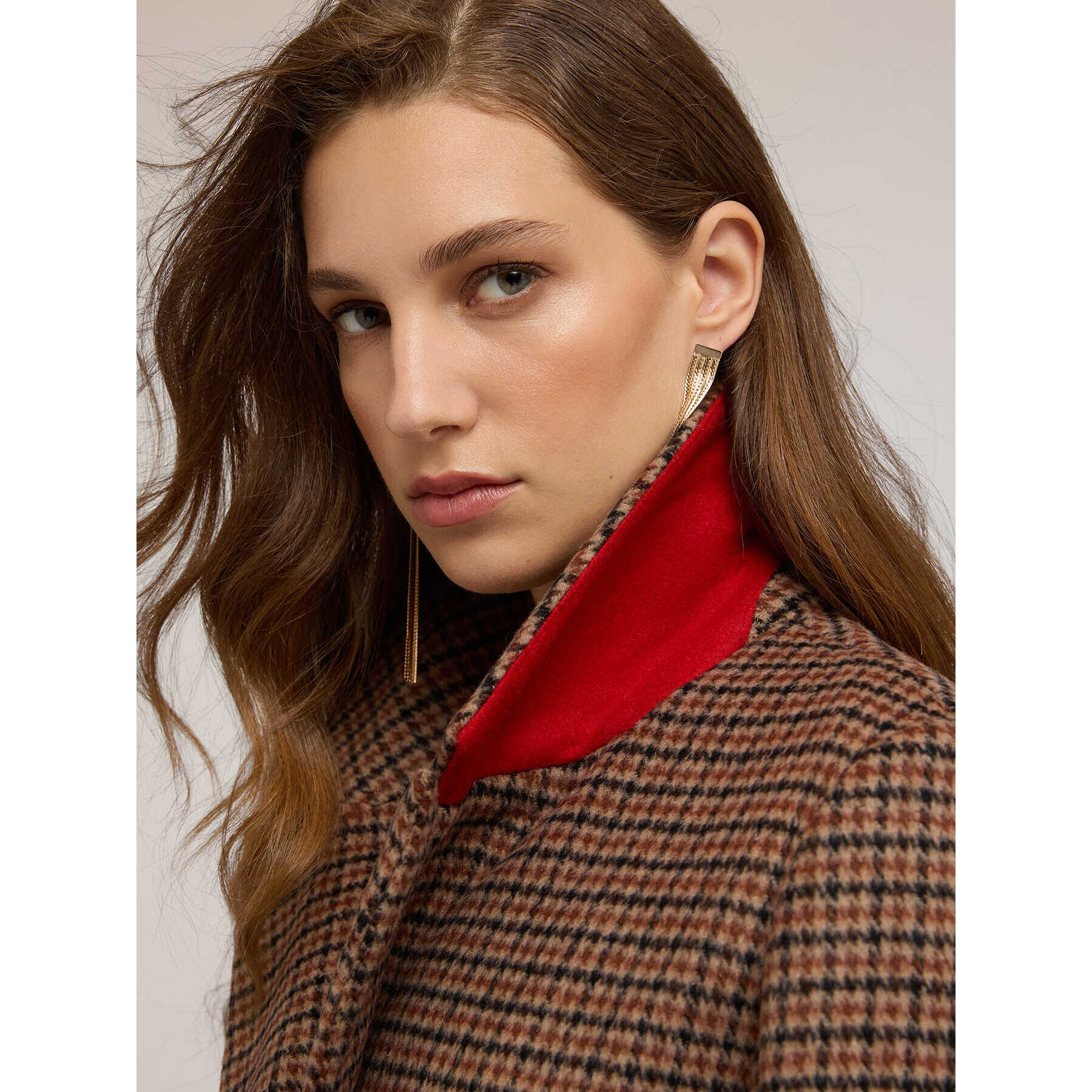 Motivi - Cappotto slim fantasia check - Marrone