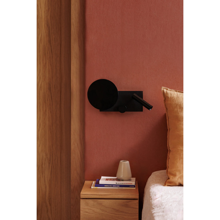 KLEE Lampe applique droite noir avec lecteur