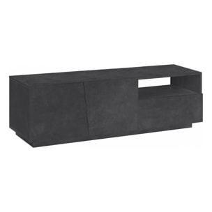 Mobile da soggiorno Porta TV, Made in Italy, Supporto per TV da salotto a 2 ante e 1 cassetto, cm 150x43h46, colore Grigio Ardesia