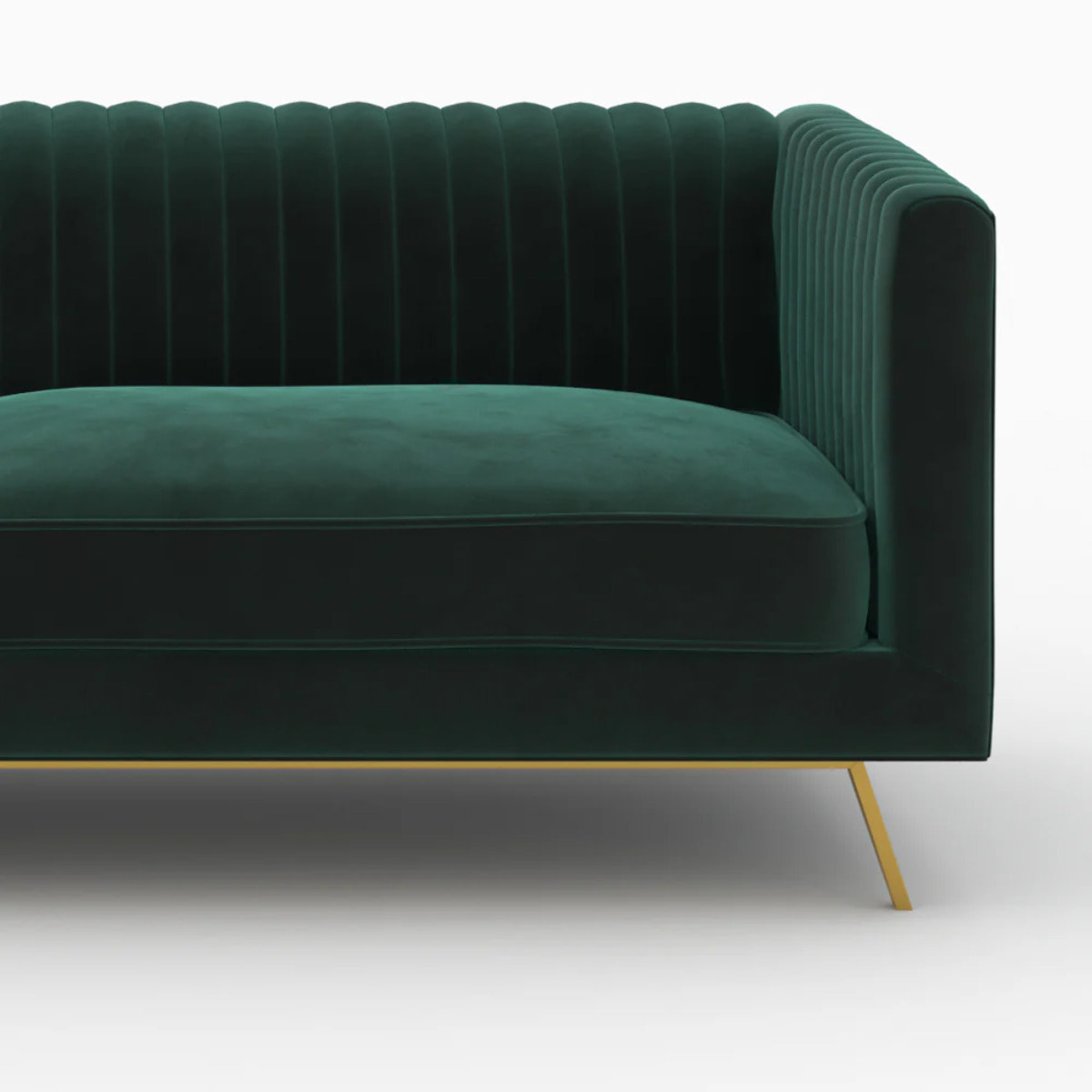 Ensemble canapé et fauteuil en velours vert 3 places - Gatsby