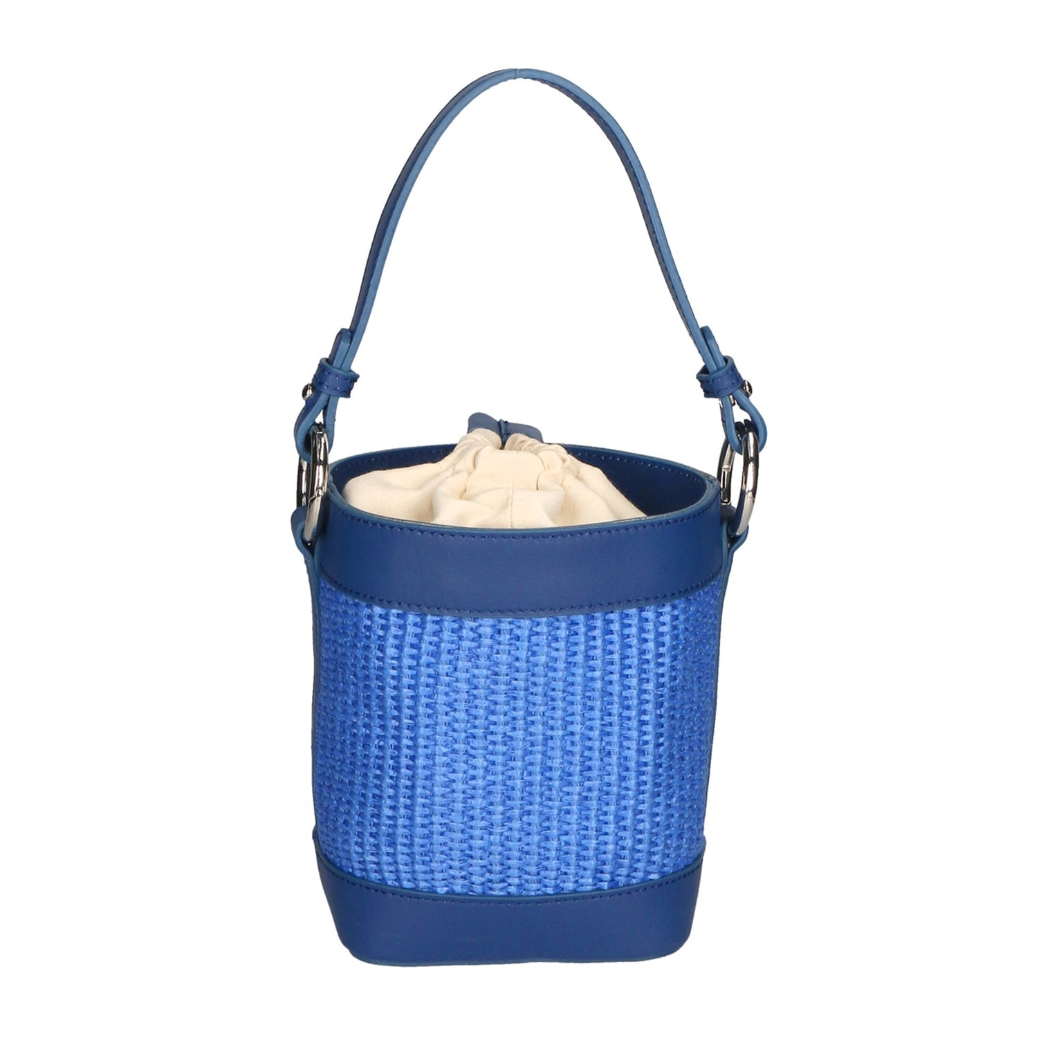 Borsa a secchiello da donna - Modello Alyssa - Pelle & Paglia - 13.0 x 16.0 x 10.0 cm