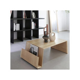 Table basse rectangulaire bois clair avec porte-revues L119cm - ORAN