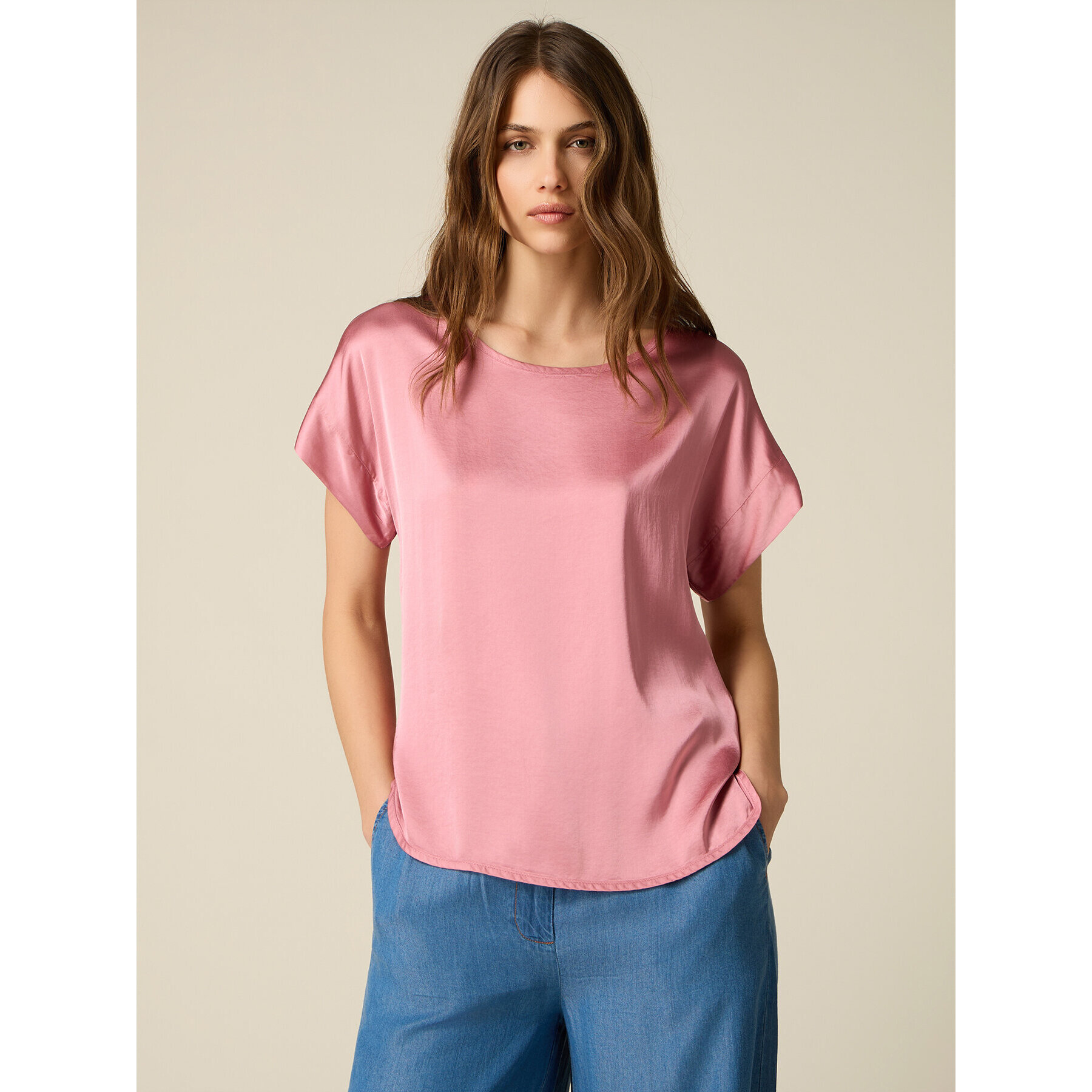Oltre - Blusa de satén de viscosa - Rosa