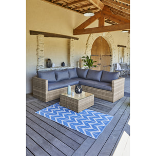 BAVARO - Salon de jardin 5 places en résine tressée miel