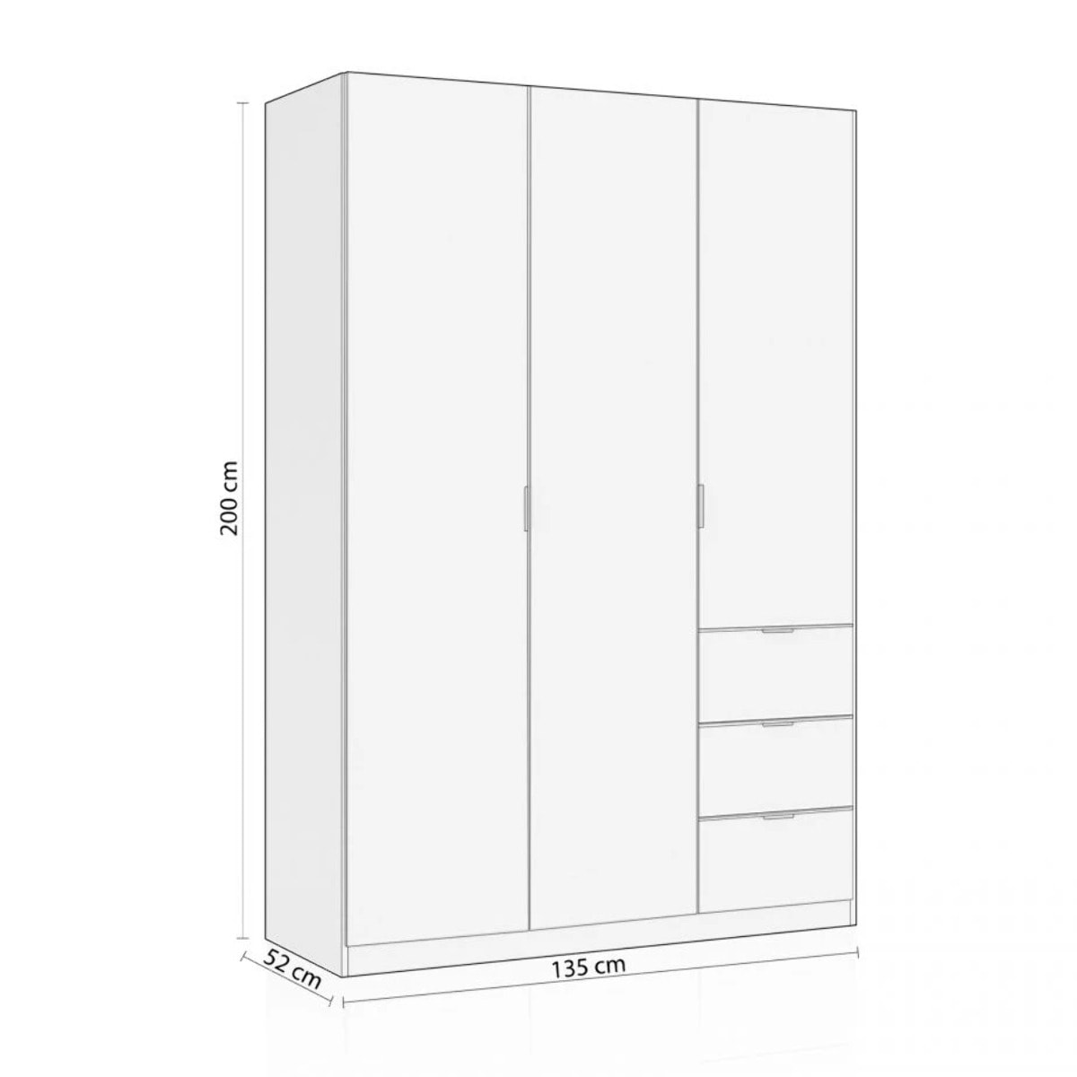 Armario Magan 3 puertas y 3 cajones Blanco