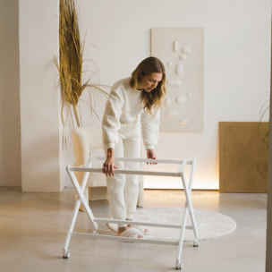 Minicuna Tijera de madera blanca con ruedas y Vestidura Paracaidista