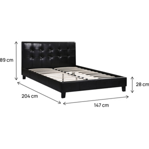 Lit double en pvc "Julia" - 140 x 190 cm - Noir