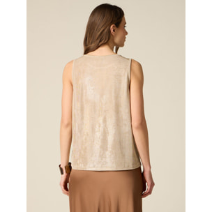 Oltre - Top de punto efecto metalizado - Beige