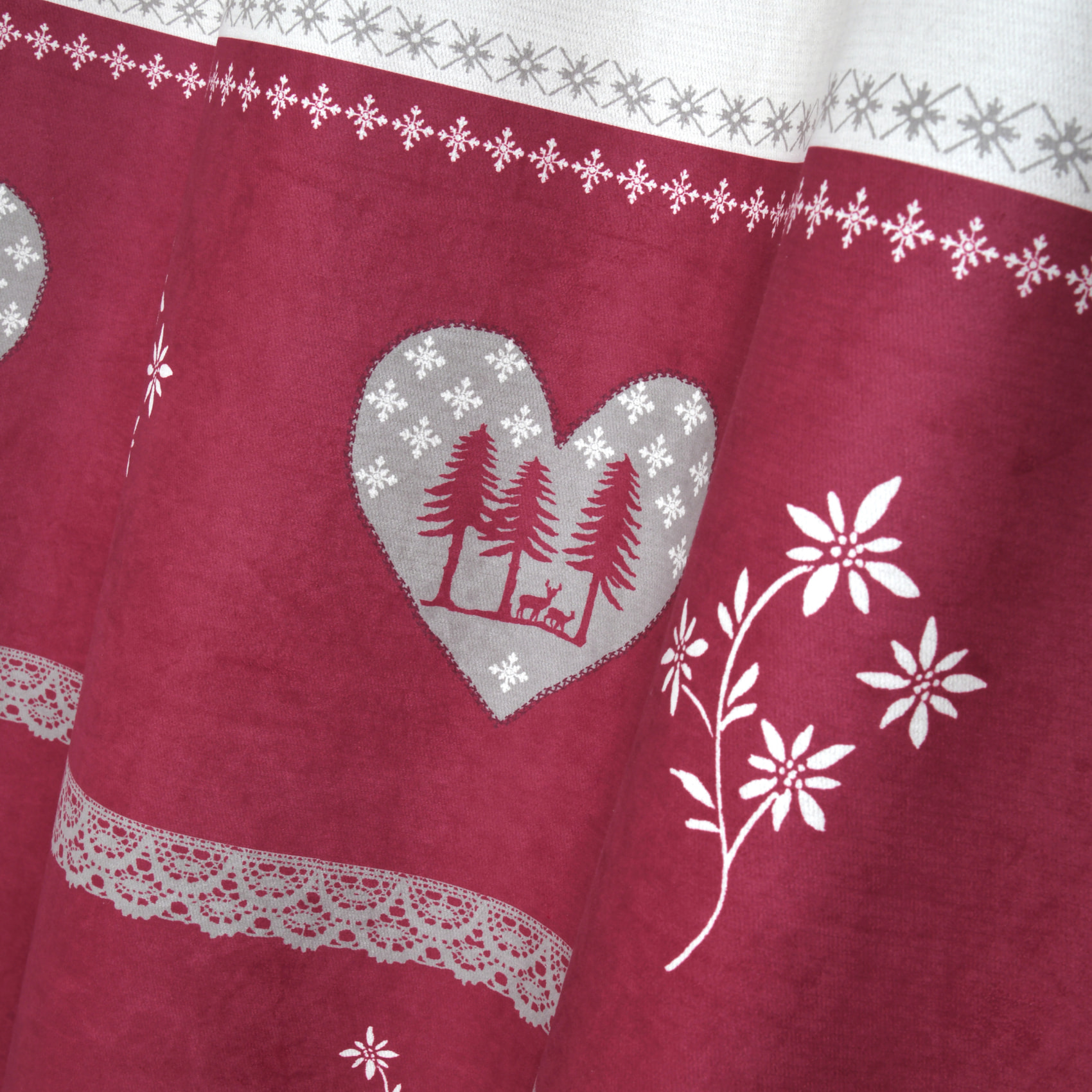 Rideau montagnard déco chalet - Rouge