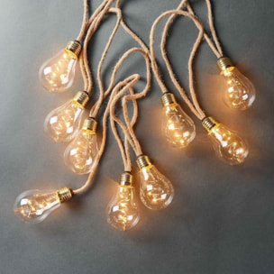 Catenarie per esterno con filo in corda e pannello solare con 20 bulbi