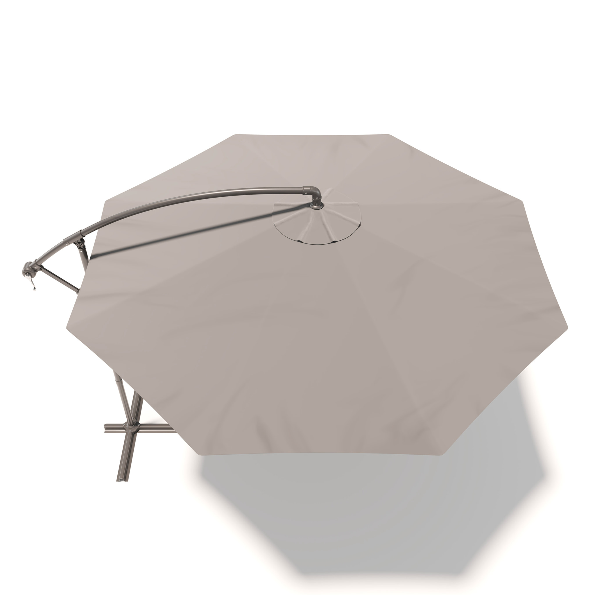 Ombrellone 3x3 M Decentrato Retrattile Braccio Rotabile Chiusura Manovella Giardino Piscina In Acciaio Inossidabile Telo 180 g/m2 Impermeabile Grigio