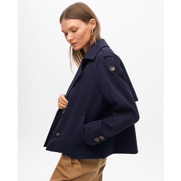 Trench corto in sarga doppiopetto