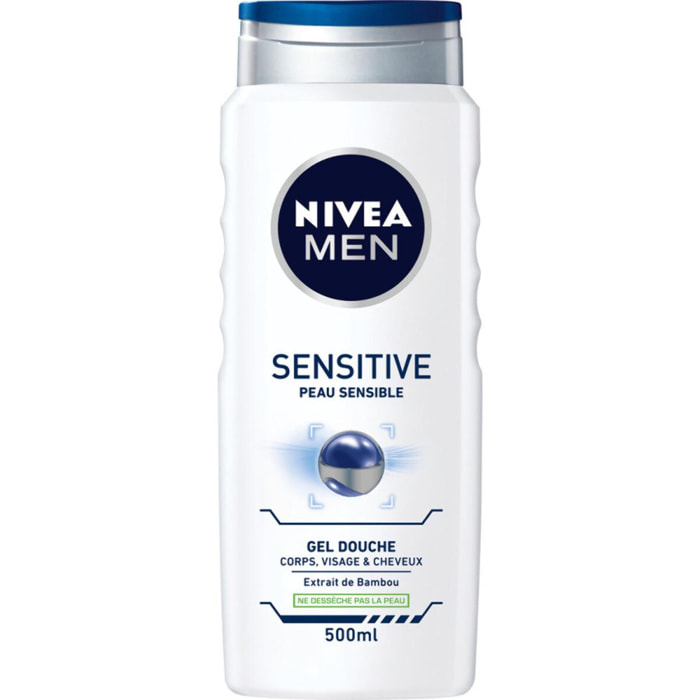 Pack de 3 - NIVEA MEN - Gel douche 3en1 peau sensible Sensitive 500ml