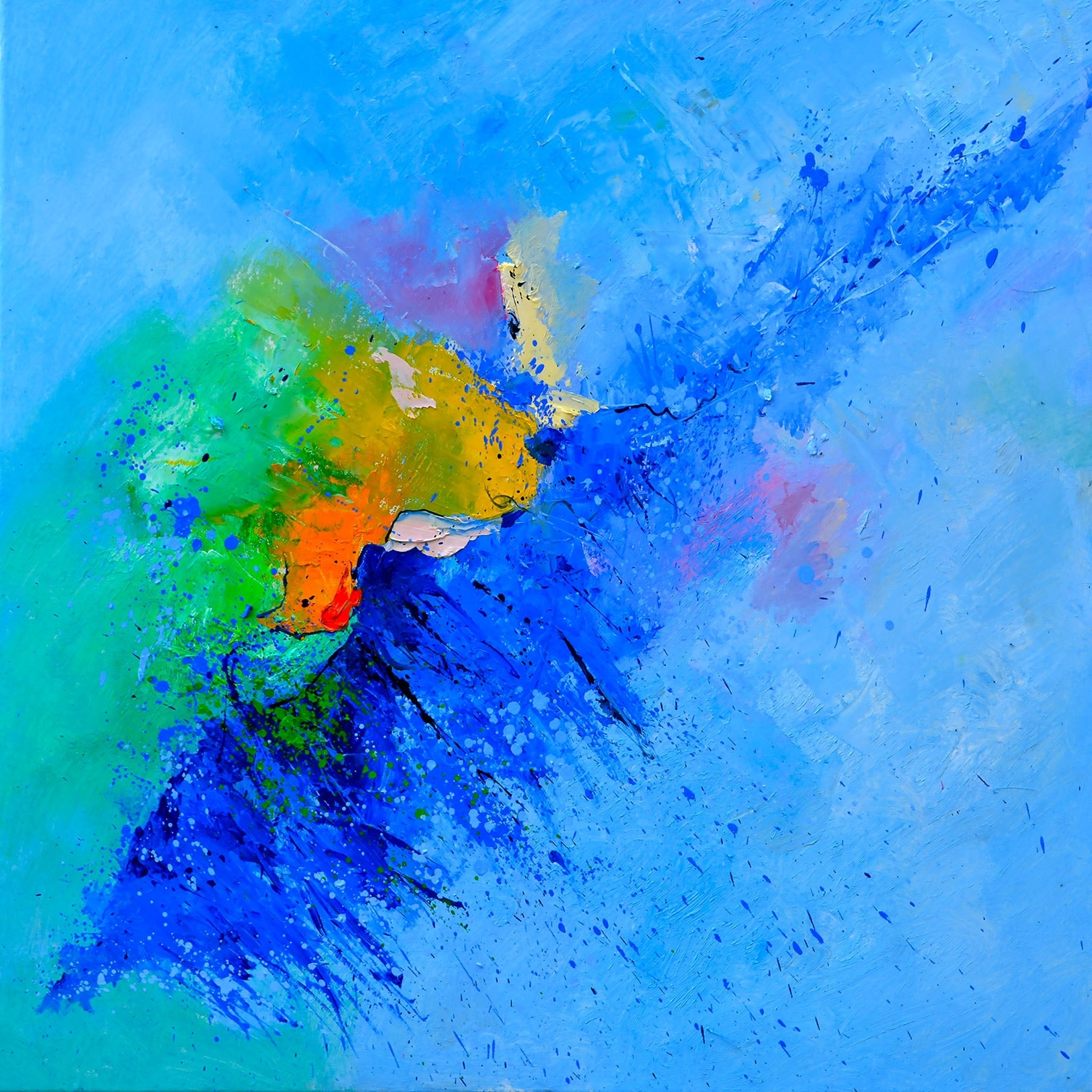 Tableau art abstrait vague de bleu Toile imprimée