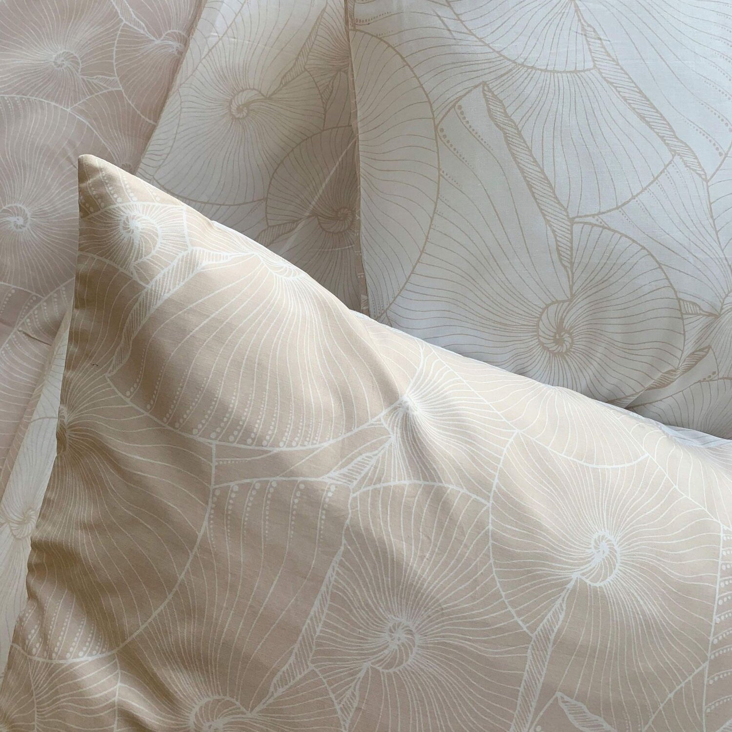 Parure housse de couette 3pcs 100% coton lyocell 57fils plage revers.