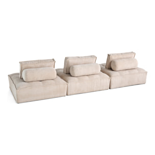 Marisol - canapé modulable droit 3 places - velours texturé - Beige