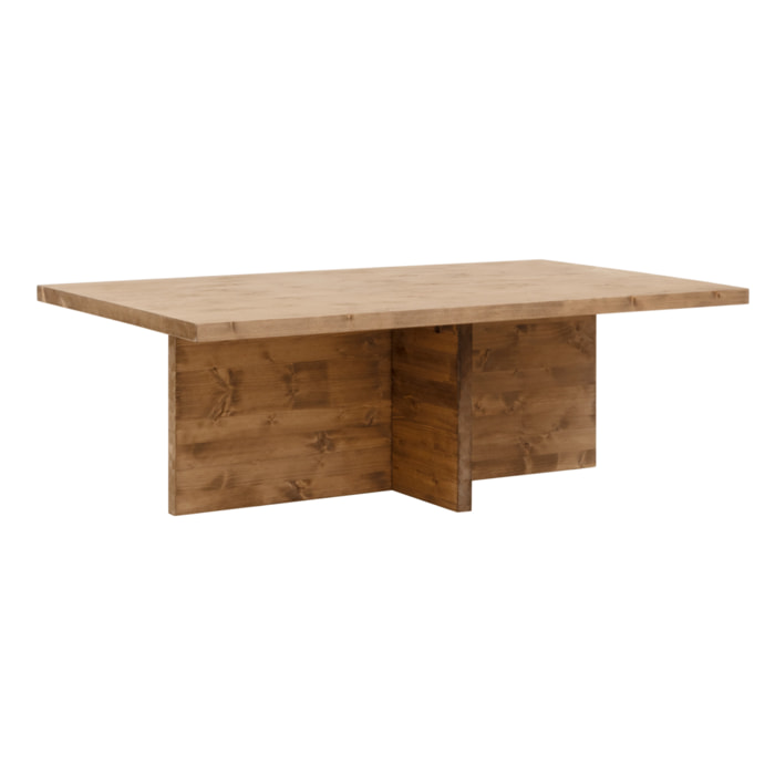 Table basse en bois massif ton chêne foncé de 120x70cm Hauteur: 40 Longueur: 120 Largeur: 70