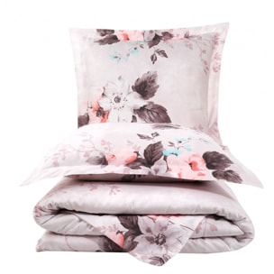 Parure housse de couette 240x220 cm et 2 taies d'oreiller 63x63cm satin de coton imprimé