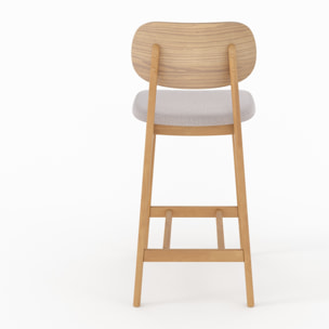 Lot de 2 chaises pour îlot central 66 cm en bois clair et tissu beige - Charlize