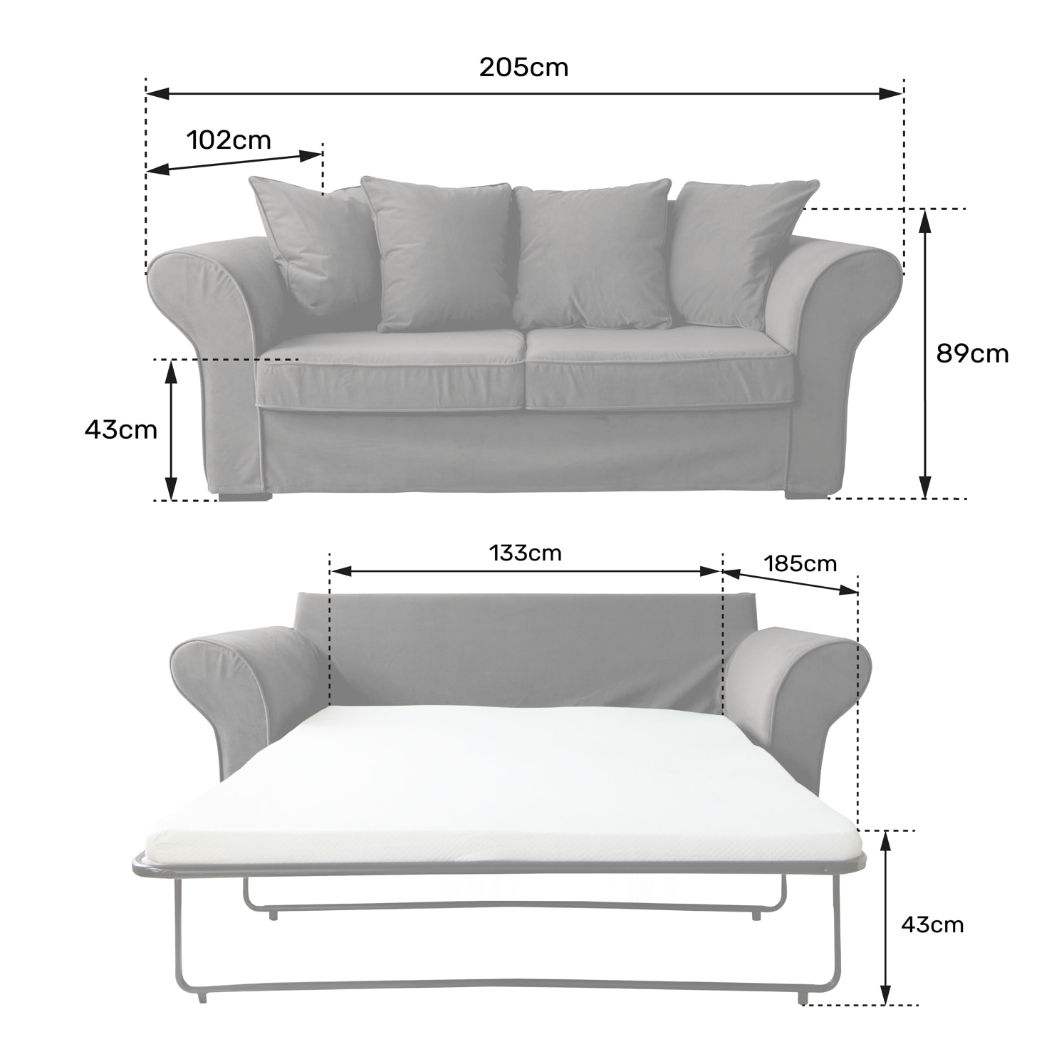 Canapé 3 places convertible en velours vert eucalyptus OSCAR