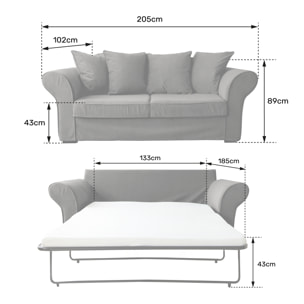 Canapé 3 places convertible en velours vert eucalyptus OSCAR