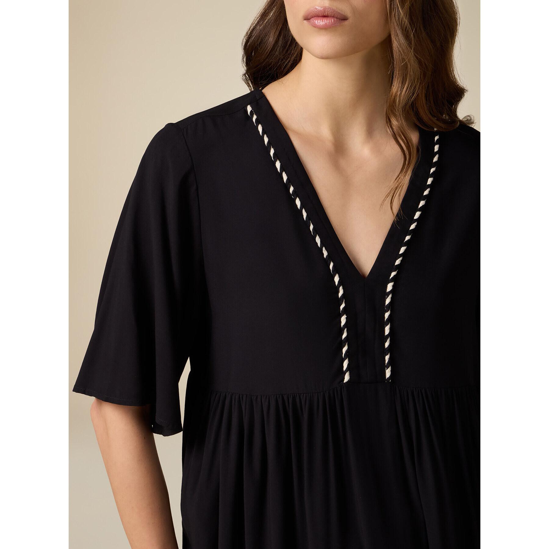 Oltre - Maxi blusa con perfil bicolor - Negro