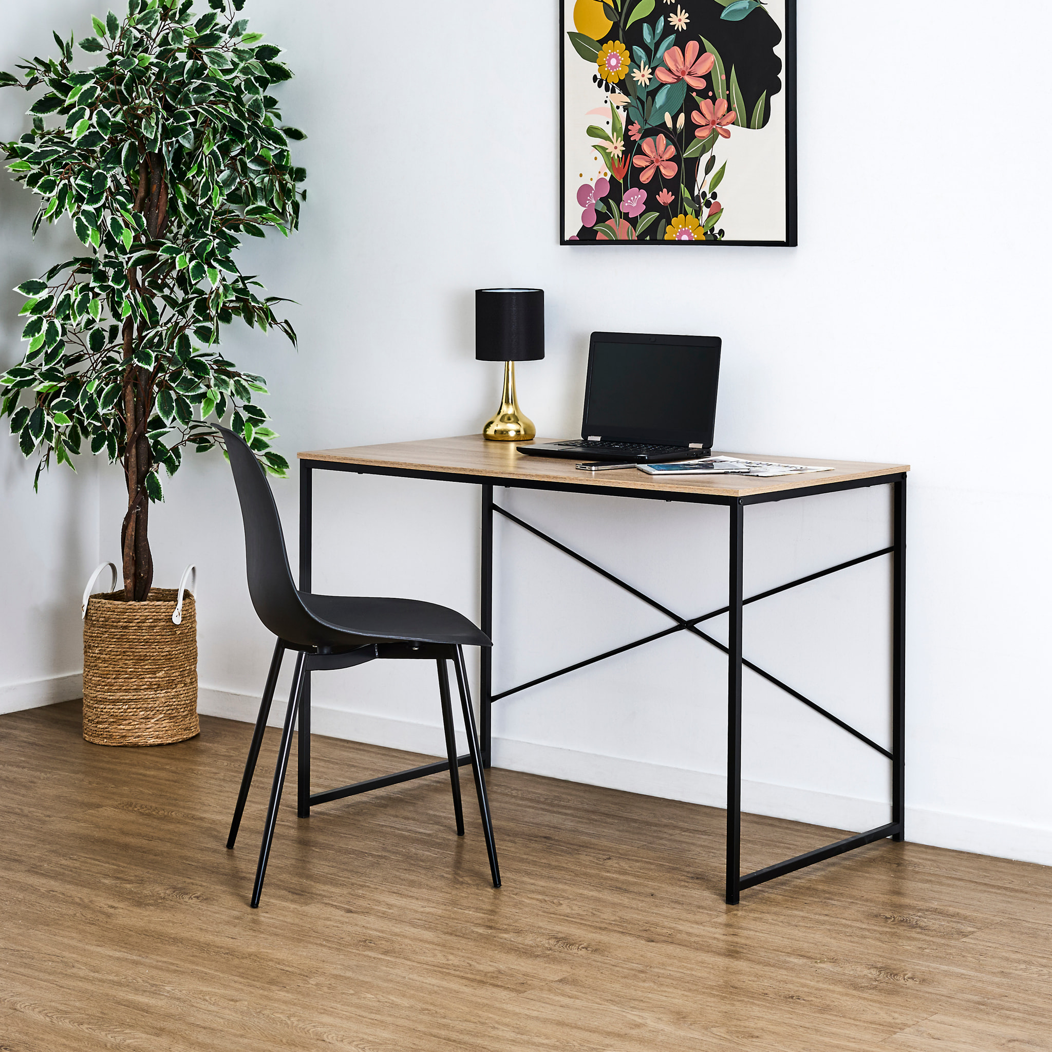Bureau - HOME DECO FACTORY - Loka - Compact - Moderne - Marron et Noir