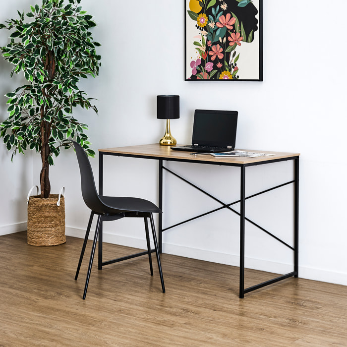 Bureau - HOME DECO FACTORY - Loka - Compact - Moderne - Marron et Noir