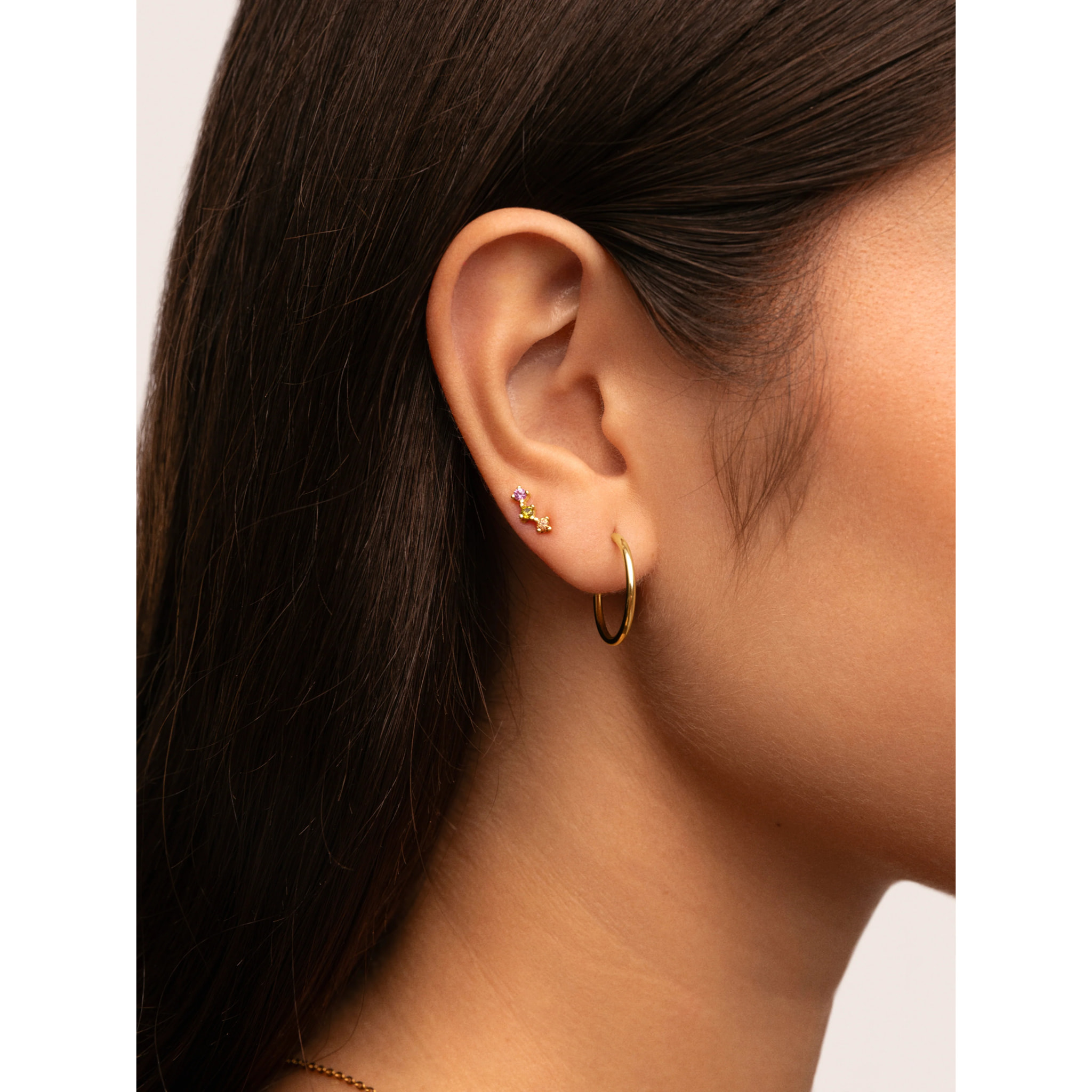 Orecchino Triple Spark Color Argento Placcato Oro