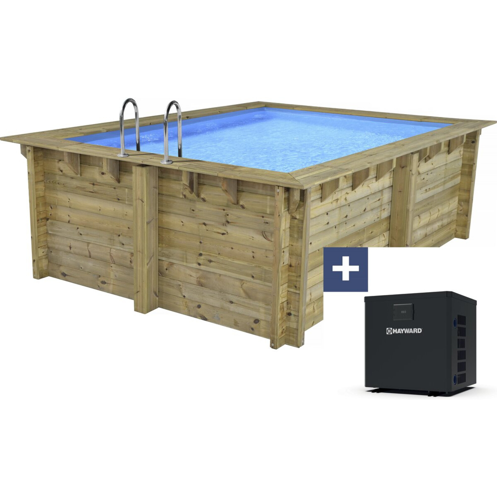 Piscine bois rectangle " Zanzibar "- 3.50 x 2.30 x 1.24 m + Pompe à chaleur  3.5 kw/h