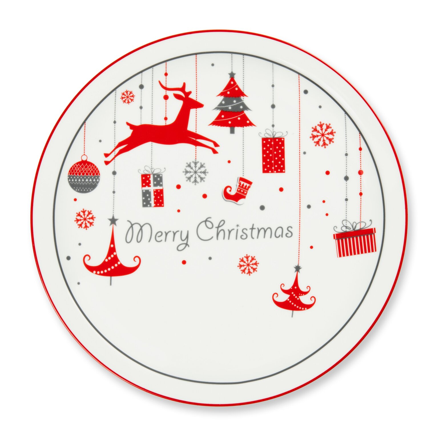 Lot de 6 assiettes à panettone Excelsa- Merry Christmas, Porcelaine Multicolore