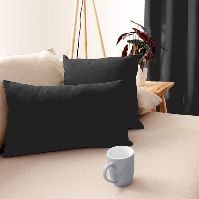 Coussin non déhoussable en coton uni - Gris anthracite