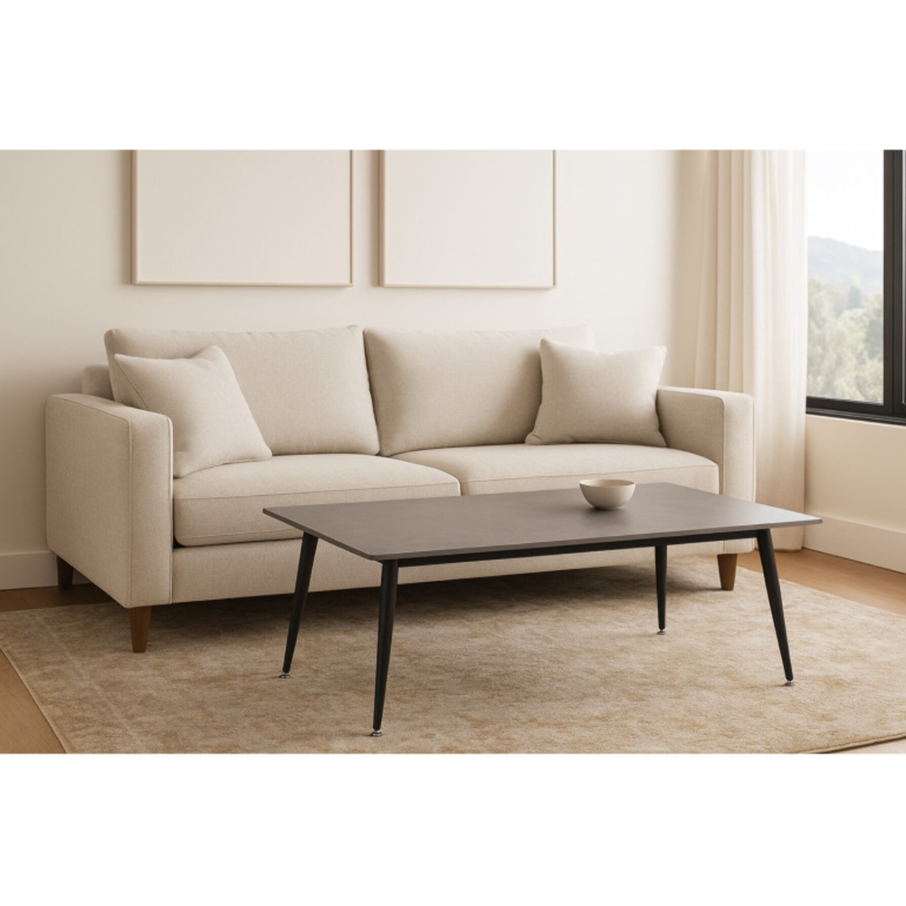 Table basse 140 x 70 cm plateau céramique effet marbre - STONE 2