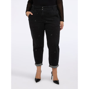 Fiorella Rubino - Jeans Balloon con lentejuelas negras - Negro