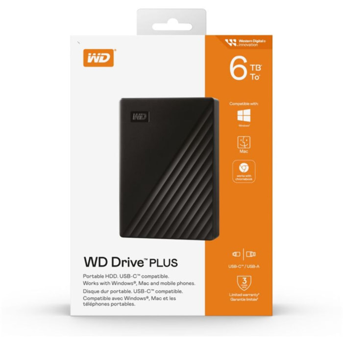 Disque dur externe WESTERN DIGITAL Drive PLUS 6TB