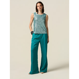 Oltre - Top de tul con lentejuelas - Light - blue